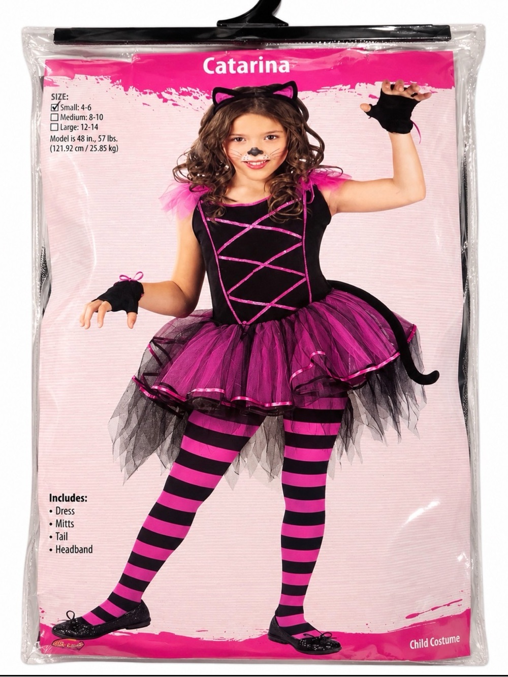 NWT Halloween Pink & Black Cat Tutu Costume for 4T to 6T